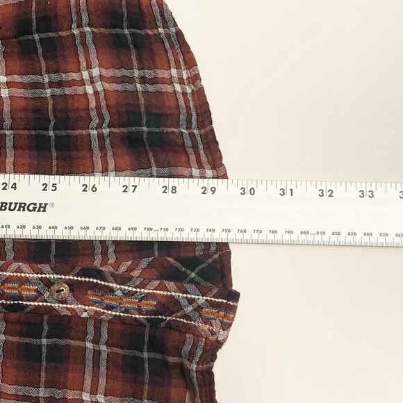 JOHNNY WAS WORKSHOP Shirt M Floral Embroidery Plaid Long Sleeve Button - Picture 10 of 12